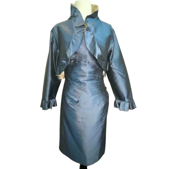 Marisa Baratelli 100% Thai Silk Strapless Dress and Cropped Jacket - Picture 1 of 17